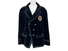 Load image into Gallery viewer, CHANEL シャネル ダブルジャケット メンズ ブラック P38249V15297 ココマーク装飾 ベルベット サイズ50 94305 美品 中古 4b002480