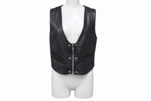 画像をギャラリービューアに読み込む, CHROME HEARTS クロムハーツ BSフレア フレアニー レザーベスト サイズM ブラック シルバー925 レザー 美品 中古 4b002481