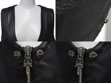 画像をギャラリービューアに読み込む, CHROME HEARTS クロムハーツ BSフレア フレアニー レザーベスト サイズM ブラック シルバー925 レザー 美品 中古 4b002481
