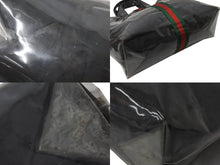 画像をギャラリービューアに読み込む, GUCCI×COMME des GARCONS グッチ コムデギャルソン ビニールトートバッグ od-k221 ポリウレタン クラフト紙 ブラック マルチカラー 美品 中古 4b002491