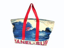 Load image into Gallery viewer, CHANEL シャネル サーフライン ラージ トートバッグ ショルダーバッグ ７番台 ココマーク キャンバス ブルー ホワイト レッド 良品 中古 4b002494