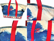 Load image into Gallery viewer, CHANEL シャネル サーフライン ラージ トートバッグ ショルダーバッグ ７番台 ココマーク キャンバス ブルー ホワイト レッド 良品 中古 4b002494