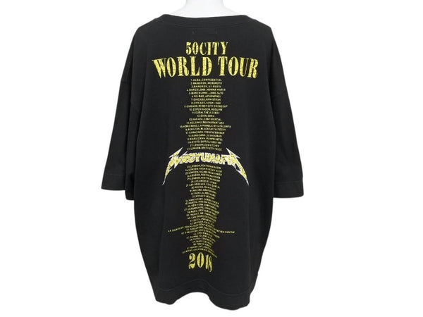 極美品 WAGYU MAFIA 和牛マフィア メタリカサンプリングロゴＴシャツ コットン ブラック イエロー サイズL 中古 4b002503