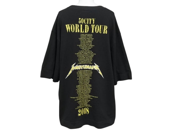 極美品 WAGYU MAFIA 和牛マフィア メタリカサンプリングロゴＴシャツ コットン ブラック イエロー サイズL 中古 4b002504