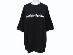 極美品 CHATEAUBRIAND シャトーブリアン #onigiriforlove 半袖Ｔシャツ プリント コットン ブラック サイズL 中古 4b002525