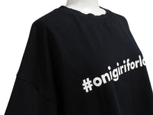 画像をギャラリービューアに読み込む, 極美品 CHATEAUBRIAND シャトーブリアン #onigiriforlove 半袖Ｔシャツ プリント コットン ブラック サイズL 中古 4b002525