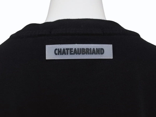 極美品 CHATEAUBRIAND シャトーブリアン #onigiriforlove 半袖Ｔシャツ プリント コットン ブラック サイズL 中古 4b002525
