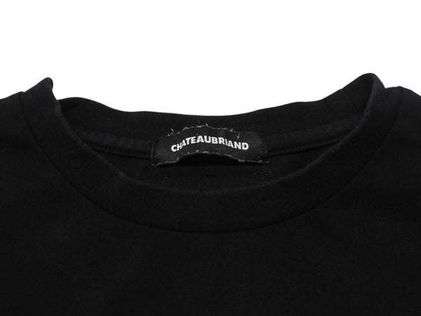 極美品 CHATEAUBRIAND シャトーブリアン #onigiriforlove 半袖Ｔシャツ プリント コットン ブラック サイズL 中古 4b002525
