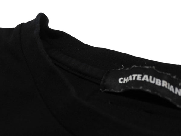 極美品 CHATEAUBRIAND シャトーブリアン #onigiriforlove 半袖Ｔシャツ プリント コットン ブラック サイズL 中古 4b002525