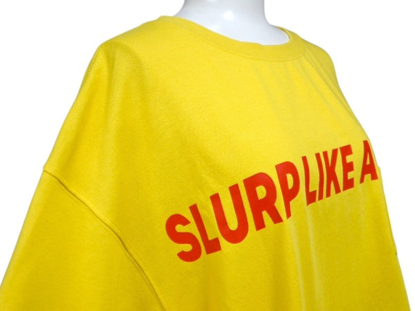 MASHI NO MASHI TOKYO マシのマシの東京 SLURP LIKE A BOSS プリント ポケットＴシャツ コットン イエロー サイズL 美品 中古 4b002526