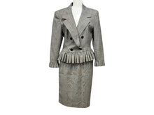 画像をギャラリービューアに読み込む, Christian Dior クリスチャンディオール テーラードジャケット スカート セットアップ グレー グレンチェック柄 サイズ40/6 美品 中古 4b002534