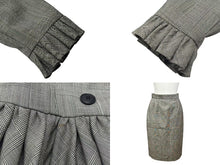 画像をギャラリービューアに読み込む, Christian Dior クリスチャンディオール テーラードジャケット スカート セットアップ グレー グレンチェック柄 サイズ40/6 美品 中古 4b002534