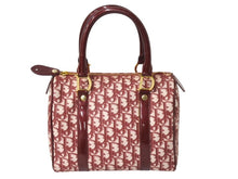 画像をギャラリービューアに読み込む, Christian Dior クリスチャンディオール ハンドバッグ カバン スピーディ 25cm ボストン トロッター レッド ジャガード 美品 中古 4b002543