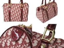 画像をギャラリービューアに読み込む, Christian Dior クリスチャンディオール ハンドバッグ カバン スピーディ 25cm ボストン トロッター レッド ジャガード 美品 中古 4b002543
