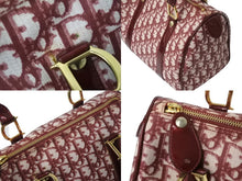 画像をギャラリービューアに読み込む, Christian Dior クリスチャンディオール ハンドバッグ カバン スピーディ 25cm ボストン トロッター レッド ジャガード 美品 中古 4b002543