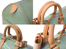 画像をギャラリービューアに読み込む, LOUIS VUITTON ルイヴィトン モノグラムヴェルニ マーサー ボストンバッグ M91001 グリーン 美品 中古 4b002545