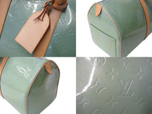 画像をギャラリービューアに読み込む, LOUIS VUITTON ルイヴィトン モノグラムヴェルニ マーサー ボストンバッグ M91001 グリーン 美品 中古 4b002545