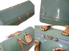 画像をギャラリービューアに読み込む, LOUIS VUITTON ルイヴィトン モノグラムヴェルニ マーサー ボストンバッグ M91001 グリーン 美品 中古 4b002545