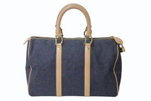 画像をギャラリービューアに読み込む, CHRISTIAN DIOR クリスチャンディオール デニム ハンドバッグ ボストン型 PZ 1201 キャンバス レザー ブルー ブラウン 美品 中古 4b002551