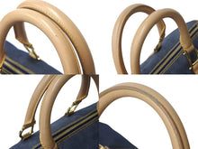 画像をギャラリービューアに読み込む, CHRISTIAN DIOR クリスチャンディオール デニム ハンドバッグ ボストン型 PZ 1201 キャンバス レザー ブルー ブラウン 美品 中古 4b002551