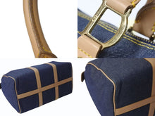 画像をギャラリービューアに読み込む, CHRISTIAN DIOR クリスチャンディオール デニム ハンドバッグ ボストン型 PZ 1201 キャンバス レザー ブルー ブラウン 美品 中古 4b002551