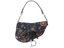 画像をギャラリービューアに読み込む, 極美品 CHRISTIAN DIOR クリスチャンディオール サドルバッグ RU0052 キャンバス レザー ブラック マルチカラー シルバー金具 中古 4b002552