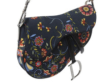 画像をギャラリービューアに読み込む, 極美品 CHRISTIAN DIOR クリスチャンディオール サドルバッグ RU0052 キャンバス レザー ブラック マルチカラー シルバー金具 中古 4b002552