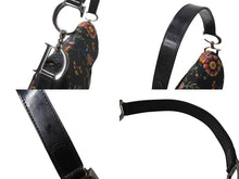画像をギャラリービューアに読み込む, 極美品 CHRISTIAN DIOR クリスチャンディオール サドルバッグ RU0052 キャンバス レザー ブラック マルチカラー シルバー金具 中古 4b002552