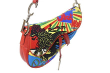 画像をギャラリービューアに読み込む, 極美品 CHRISTIAN DIOR クリスチャンディオール ガリアーノ期 サドルバッグ ラスタ ボブマーリー ショルダーバッグ マルチカラー 中古 4b002553