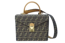 画像をギャラリービューアに読み込む, FENDI フェンディ バニティバッグ ショルダーバッグ 2WAY ズッカ柄 キャンバス レザー ブラウン ゴールド金具 美品 中古 4b002554