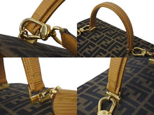画像をギャラリービューアに読み込む, FENDI フェンディ バニティバッグ ショルダーバッグ 2WAY ズッカ柄 キャンバス レザー ブラウン ゴールド金具 美品 中古 4b002554
