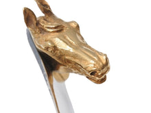 Load image into Gallery viewer, HERMES エルメス レターオープナー ペーパーナイフ 文具 雑貨 馬 ホース ゴールド シルバー 美品 中古 4b002556