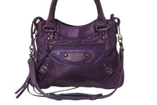 画像をギャラリービューアに読み込む, BALENCIAGA バレンシアガ ザシティ ハンドバッグ 132116 パープル レザー アンティークゴールド金具 良品 中古 4b002558