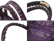 画像をギャラリービューアに読み込む, BALENCIAGA バレンシアガ ザシティ ハンドバッグ 132116 パープル レザー アンティークゴールド金具 良品 中古 4b002558
