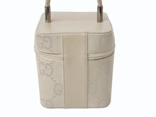 画像をギャラリービューアに読み込む, GUCCI グッチ バニティ バック ハンドバック GG柄 GGキャンバス アクセサリーポーチ ベージュ レザー 美品 中古 4b002559