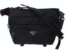 画像をギャラリービューアに読み込む, PRADA プラダ テスート モンターニャ ウエストバッグ 2VH021 ナイロン ブラック シルバー金具 美品 中古 4b002573
