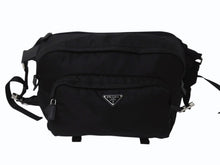 画像をギャラリービューアに読み込む, PRADA プラダ テスート モンターニャ ウエストバッグ 2VH021 ナイロン ブラック シルバー金具 美品 中古 4b002573