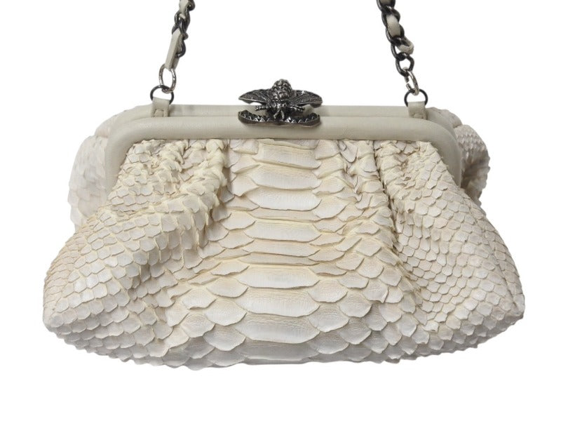 極美品 CHANEL シャネル チェーンハンドバッグ 14番台 ココマーク ホワイト系 アンティークシルバー金具 中古 4b002586