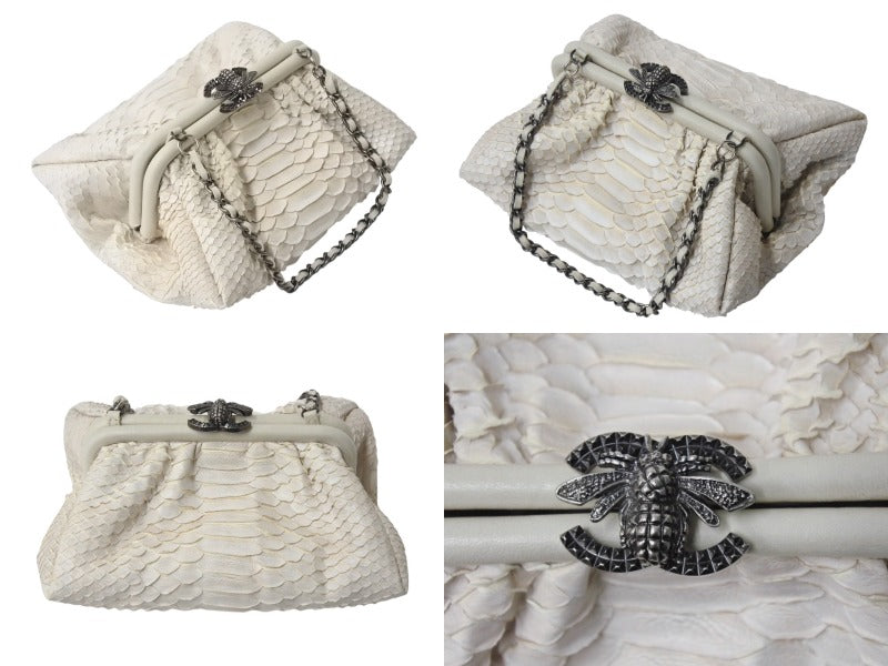 極美品 CHANEL シャネル チェーンハンドバッグ 14番台 ココマーク ホワイト系 アンティークシルバー金具 中古 4b002586