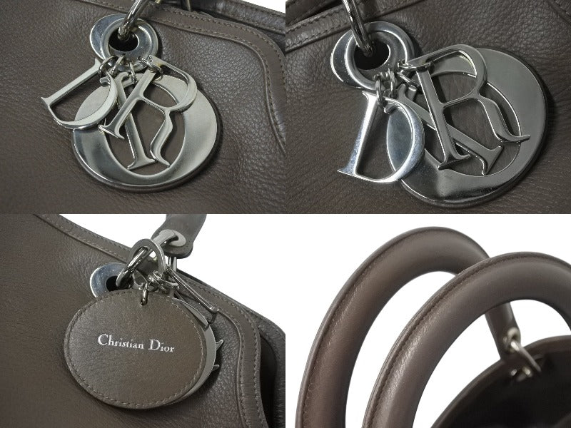 Christian Dior クリスチャンディオール ハンドバッグ ベージュ レザー 05-MA-0123 シルバー金具 美品 中古 4b002587