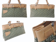 画像をギャラリービューアに読み込む, ChristianDior クリスチャンディオール トロッター ハンドバッグ BM0081 コットンキャンバス グリーン ベージュ 美品 中古 4b002589