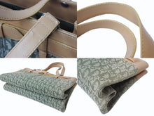 画像をギャラリービューアに読み込む, ChristianDior クリスチャンディオール トロッター ハンドバッグ BM0081 コットンキャンバス グリーン ベージュ 美品 中古 4b002589