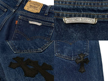 画像をギャラリービューアに読み込む, CHROME HEARTS クロムハーツ セメタリークロスパッチ デニムパンツ サイズ34 Levi's 517 リーバイス517 18パッチ 美品 中古 4b002599
