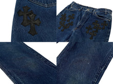 画像をギャラリービューアに読み込む, CHROME HEARTS クロムハーツ セメタリークロスパッチ デニムパンツ サイズ34 Levi's 517 リーバイス517 18パッチ 美品 中古 4b002599