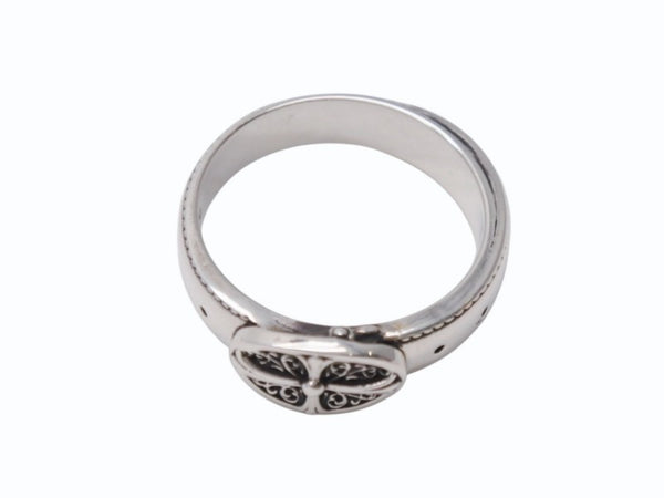 新品同様 CHROME HEARTS クロムハーツ BELTED OVAL RING SML スモールベルト オーバルリング 重量約8.4g サイズ24号 シルバー925 中古 4b002602