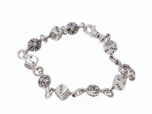 画像をギャラリービューアに読み込む, 新品未使用 CHROME HEARTS クロムハーツ ダイス&amp;クロスボール ブレスレット 10リンク 重量約43.4g 全長約23cm シルバ−925 中古 4b002603