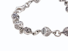 画像をギャラリービューアに読み込む, 新品未使用 CHROME HEARTS クロムハーツ ダイス&amp;クロスボール ブレスレット 10リンク 重量約43.4g 全長約23cm シルバ−925 中古 4b002603