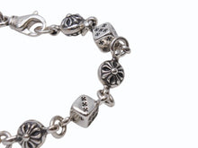 画像をギャラリービューアに読み込む, 新品未使用 CHROME HEARTS クロムハーツ ダイス&amp;クロスボール ブレスレット 10リンク 重量約43.4g 全長約23cm シルバ−925 中古 4b002603