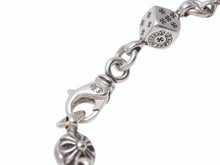 画像をギャラリービューアに読み込む, 新品未使用 CHROME HEARTS クロムハーツ ダイス&amp;クロスボール ブレスレット 10リンク 重量約43.4g 全長約23cm シルバ−925 中古 4b002603