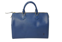 画像をギャラリービューアに読み込む, LOUIS VUITTON ルイヴィトン スピーディ30 エピ ハンドバッグ ボストンバッグ M43005 PVC レザー ブルー ゴールド金具 美品 中古 4b002625